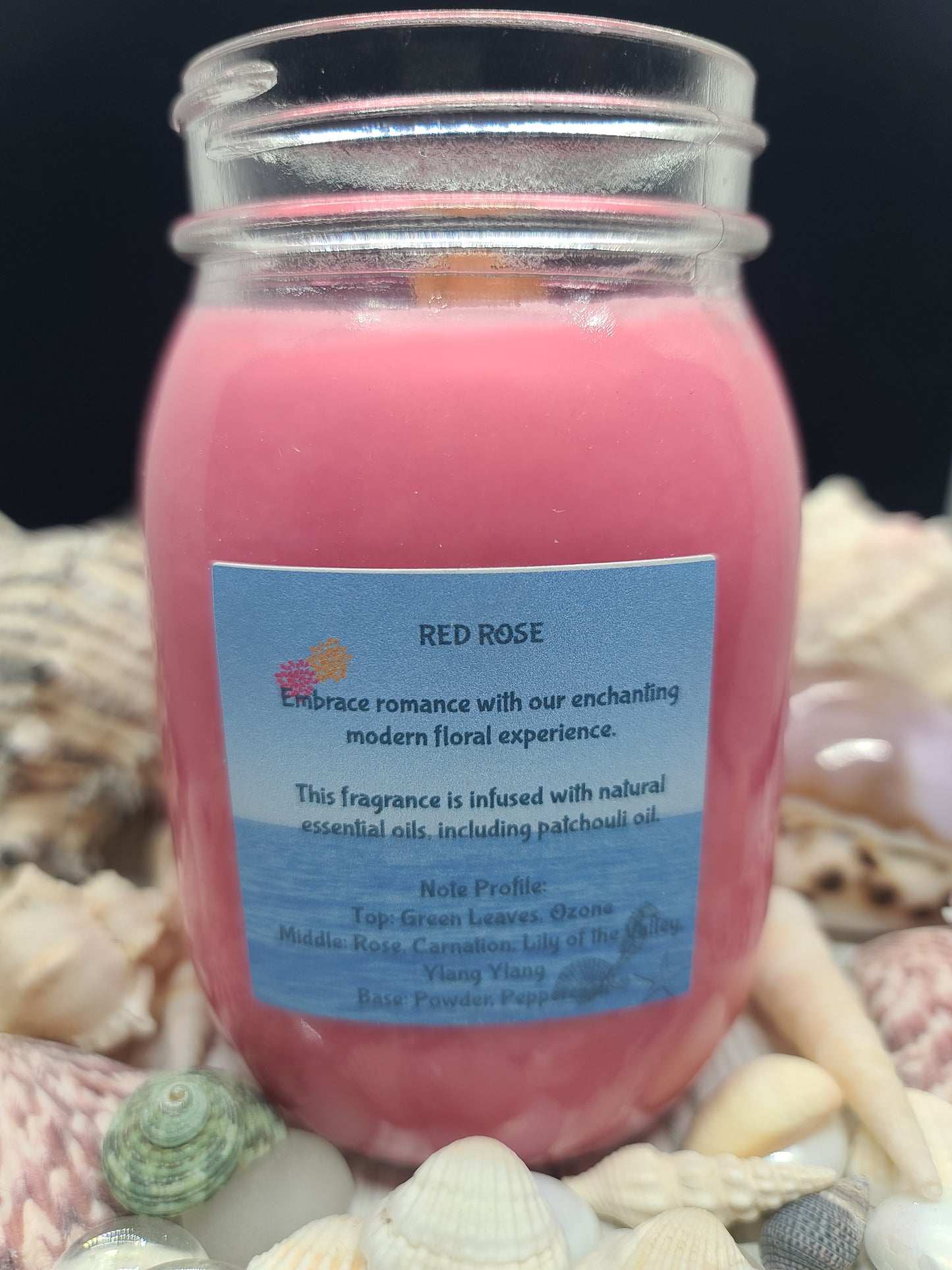 RED ROSE CANDLE 16OZ MASON JAR