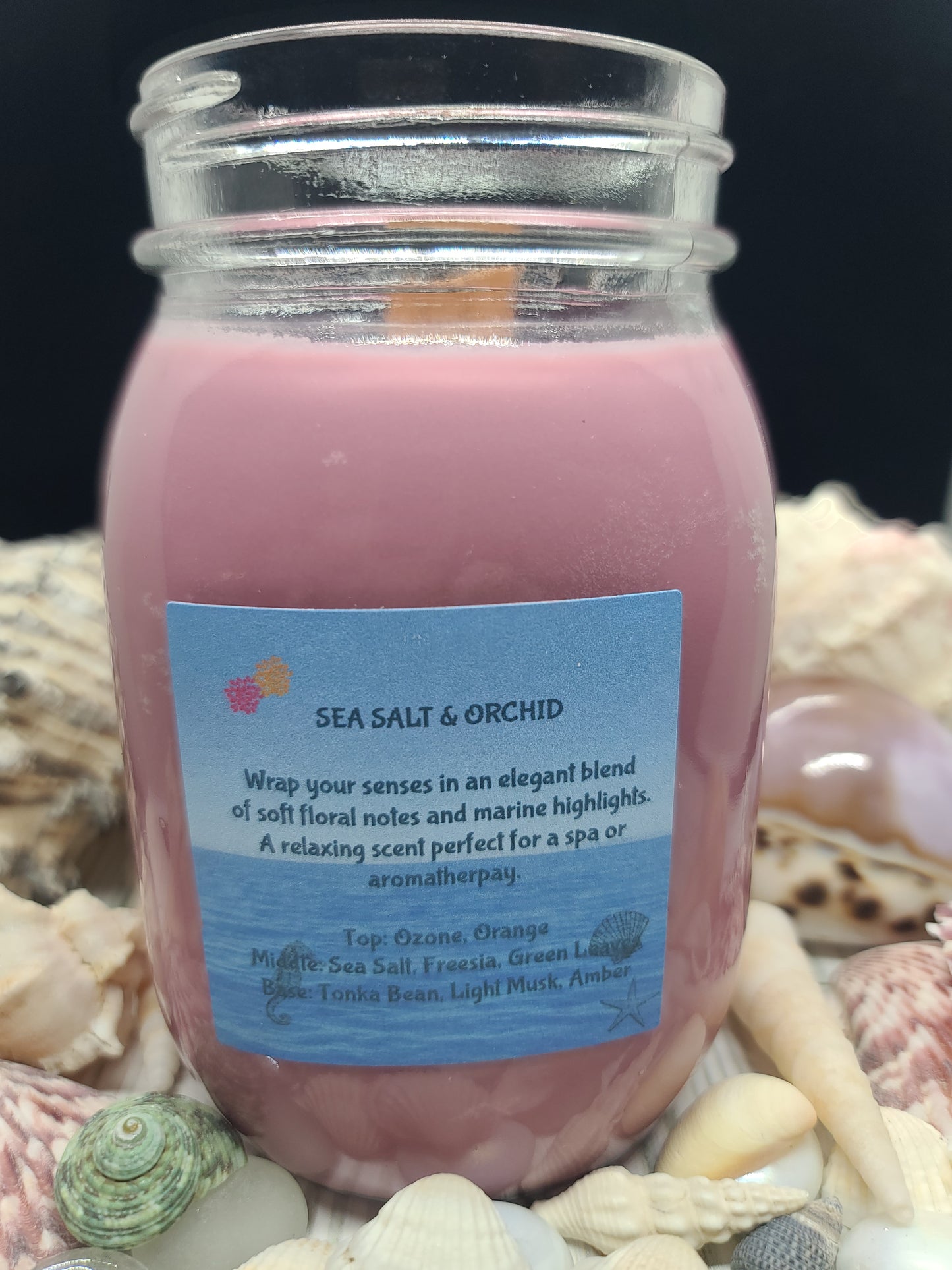 SEASALT & ORCHID CANDLE 16OZ MAASON JAR