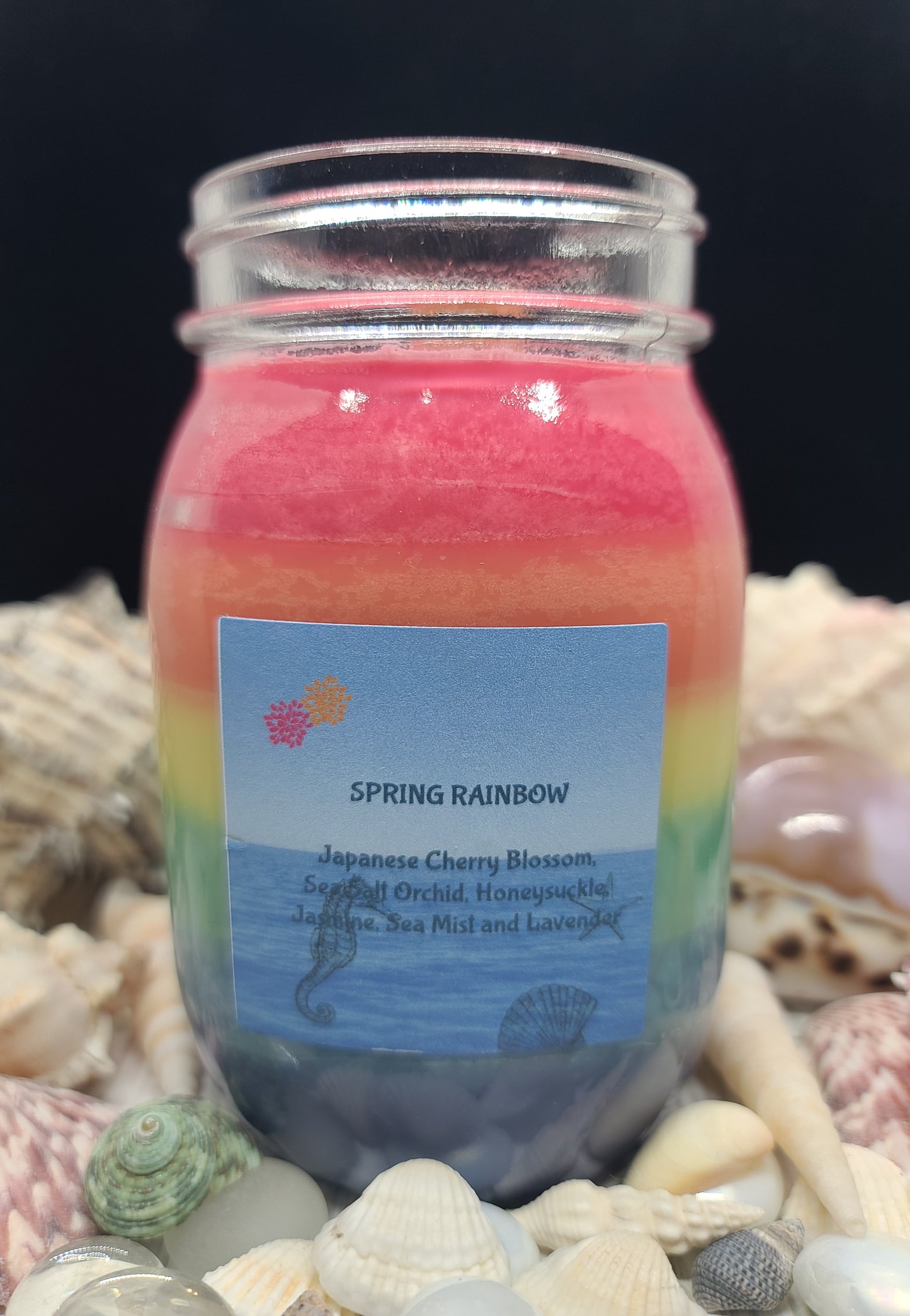 SPRING RAINBOW CANDLE 16OZ MASON JAR