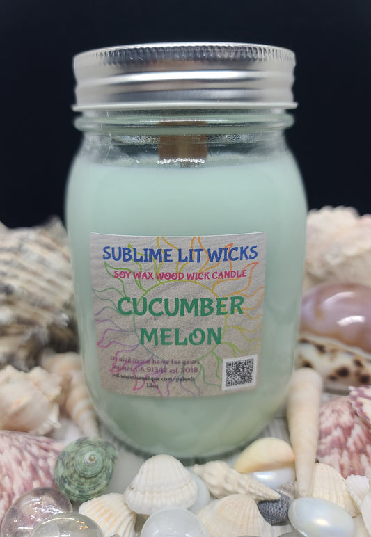 CUCUMBER MELON CANDLE 16OZ MASON JAR