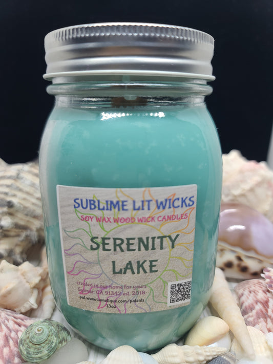 SERENITY LAKE CANDLE 16OZ MASON JAR