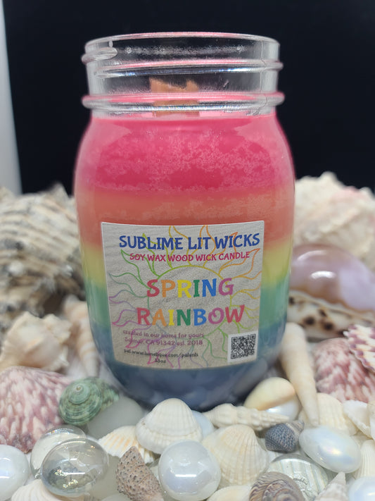 SPRING RAINBOW CANDLE 16OZ MASON JAR