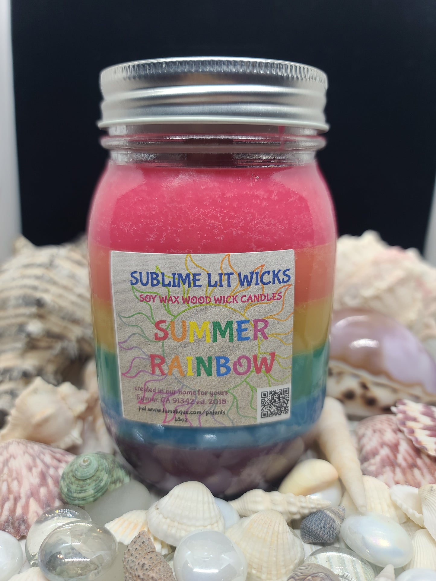 SUMMER RAINBOW CANDLE 16OZ MASON JAR