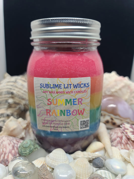 SUMMER RAINBOW CANDLE 16OZ MASON JAR