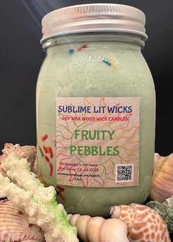 FRUITY PEBBLES CANDLE 16OZ MASON JAR
