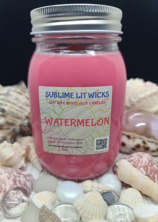 WATERMELON CANDLE 16OZ MASON JAR